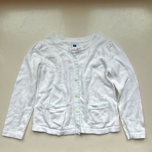 Janie and Jack white cardigan with teal detailing. Size 4. Great condition.